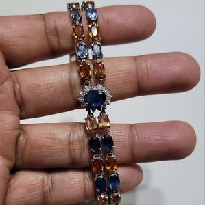 14k white gold, multicolor saphires and diamond bracelet!
